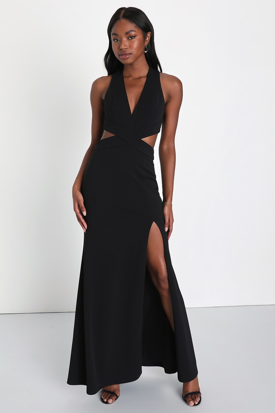 black maxi cut out dress
